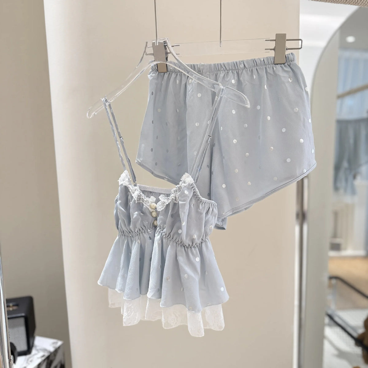 Women’s Satin Lace Pajama Set Four-Piece Sleepwear